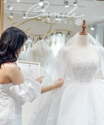 Thiết kế may đo váy cưới cô dâu Trương Phong Lan