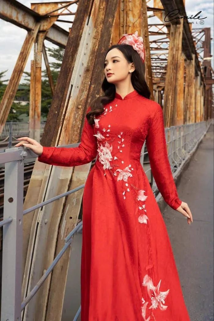 may áo dài cô dâu