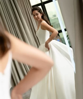 Custom-made wedding gowns for bride Jocelyn