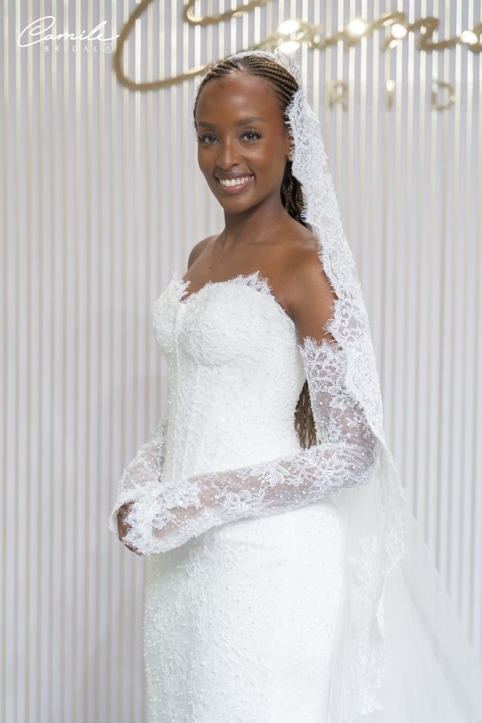 Custom made wedding dress for bride Arielle