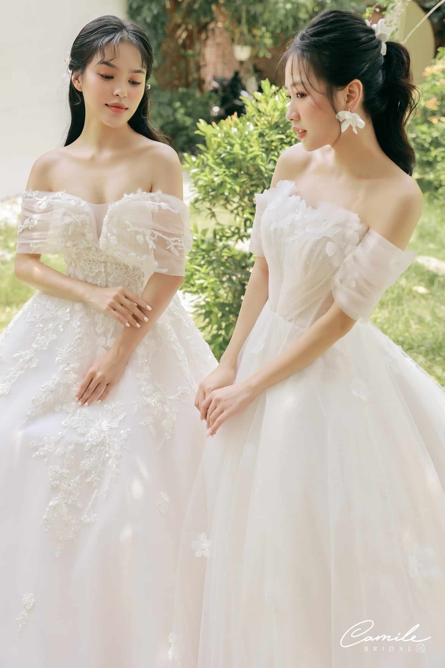 Váy cưới Satin phong cách Hàn Quốc. Đầm cô dâu thiết kế cổ vuông tay lỡ  sang trọng - Đầm, váy nữ | ThờiTrangNữ.vn